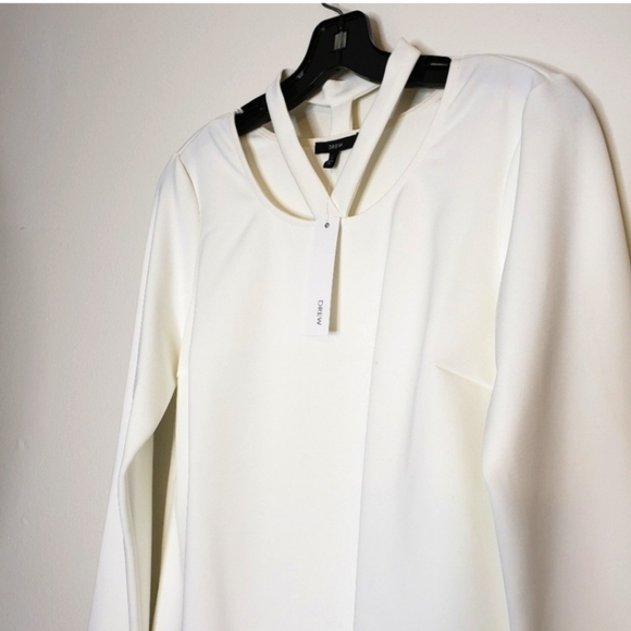 Anthropologie Tops - NEW DREW Anthropologie Top White Choker Long Sleeves Italian Luxury Ponte Knit